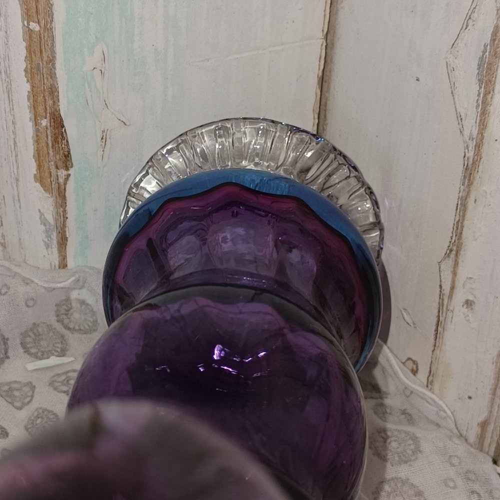 RARE 9" Vintage ca. 1942 Fenton Mulberry Glass Melon Shaped Decanter w/ Stopper - Picture 5 of 5